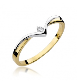 Złoty pierścionek z brylantem 0,04ct (W-51)