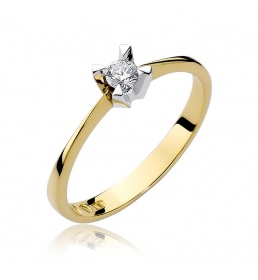 Złoty pierścionek z brylantem 0,12ct (W-58)