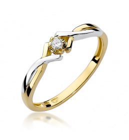 Złoty pierścionek z brylantem 0,04ct (W-190)